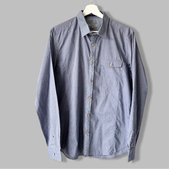 Ted Baker  Pinstriped Button Down Oxford Shirt - Picture 1 of 15